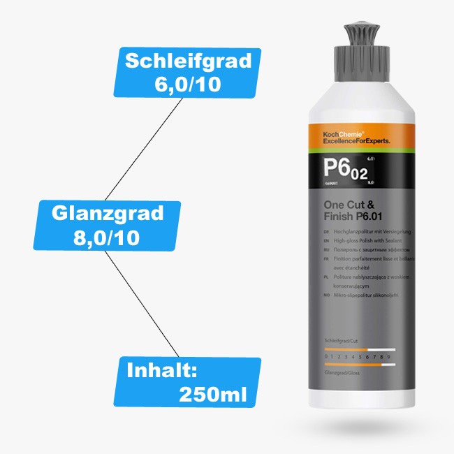 Preview: Koch Chemie One Cut Finish P6.02 250ml Hochglanzpolitur mit Versiegelung